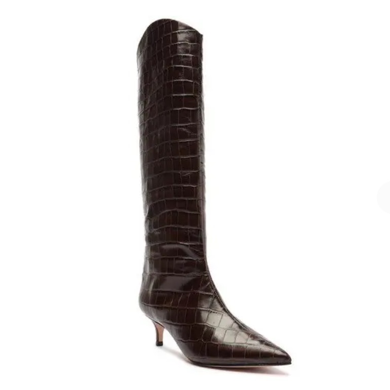Schutz Maryana Lo Crocodile-Embossed Leather Boot